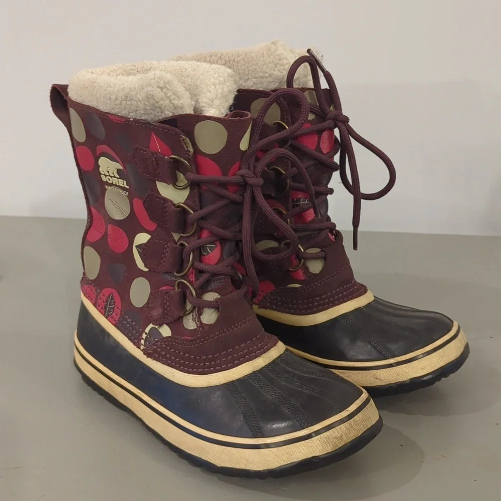 Sorel Boots 1964 Premium CVS Brown Polka‎ Dot size 6 image 9